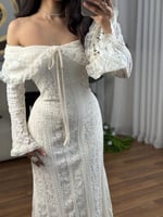 فستان ناعم اوف وايت مناسب للعيد والسهره