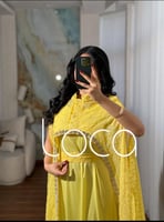 جلابية فخمه قطعتين باللون الاصفر