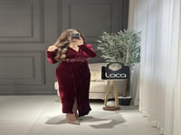 فستان مخمل بثلاثه الوان