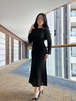 فستان سهره ناعم باللون الاسود