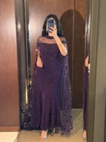 فستان سهرة ارجواني لامع طويل من لوكا