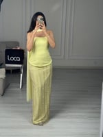 فستان سهره بلون الصيف مع شال