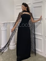 فستان ناعم عاري الكتف