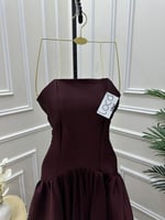 فستان سهره برغندي ناعم بكسرات