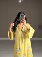 جلابية نسائية ناعمة لون اصفر ليموني فاتح