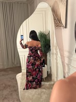 فستان ناعم طويل ماكسي بنقشة زهور أنيقة