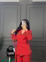 طقم رسمي باكمام طويله باللون الاحمر من لوكا فاشن