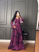 فستان ناعم طويل مشجر