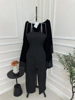 جمبسوت اسود مع شال مخمل