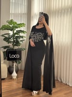 فستان راقي يتطريز لؤلؤي انيق