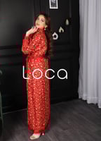 جلابية قطعتين باللون الأحمر