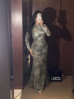 فستان سهرة طويل بأكمام طويلة راقي