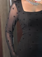 فستان سهرة ناعم طويل لون اسود بقصة حورية البحر