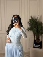 فستان ناعم سماوي مع جاكيت