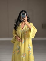 جلابية نسائية ناعمة لون اصفر ليموني فاتح