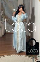 قفطان مغربي فخم أزرق فاتح