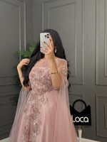 فستان سهره وردي بتطريز راقي جدا من لوكا فاشن