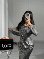 فستان سهره فضي ماسك لمعه من لوكا فاشن