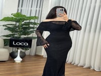 فستان دانتيل ماسك باكمام جذابه