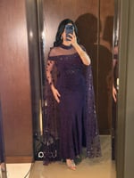 فستان سهرة ارجواني لامع طويل من لوكا