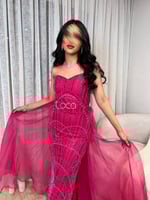 فستان فوشي مطرز فخم