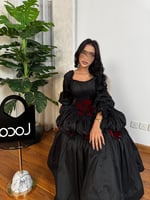 فستان سهره ميدي بلون اسود ملكي من لوكا فاشن