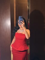 فستان سهره احمر بكورسيه من لوكا