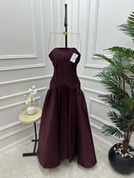 فستان سهره برغندي ناعم بكسرات