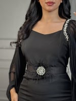 فستان قماش ناعم بلون اسود من لوكا فاشن