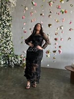 فستان سهره اسود تل مورد