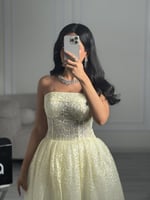 فستان سهره ناعم ليموني