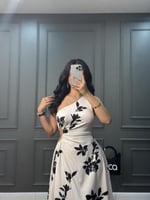 فستان ناعم مشجر مع فتحه بالخصر من لوكا فاشن