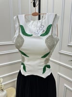 فستان قطعتين ناعم بكسرات مميزه مع شك يدوي