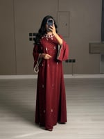 جلابية ناعمة فضفاضة لون عنابي