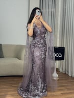 فستان “أزهار القمر” الموف المطرز