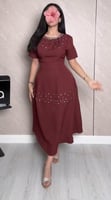فستان ناعم احمر بفصوص ولولو