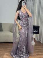 فستان “أزهار القمر” الموف المطرز