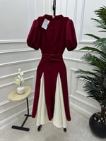 فستان ناعم باللون العودي