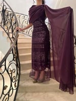 فستان سهره ليلكي بشال مميز متصل من لوكا فاشن