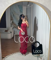 فستان احمر ناعم استرتش