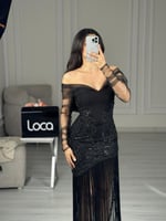 فستان سهره اسود بهدب