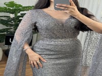 فستان سهره مطرز تطريز كامل بتصميم راقي