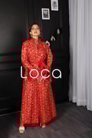 جلابية قطعتين باللون الأحمر