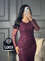 فستان سهره مطرز باكمام