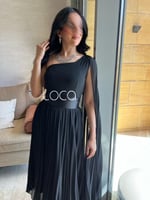 فستان ناعم اسود كم روماني جورجيت