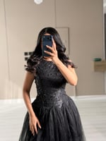 فستان سهرة قصير اسود فاخر وجذاب