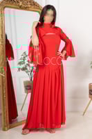 فستان احمر ناعم تصميم انيق