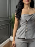 طقم رسمي توب باللون الرصاصي من لوكا فاشن