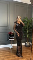 فستان سهره اسود ماسك كم طويل بتطريز كامل من لوكا ف...