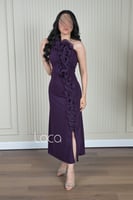 فستان ناعم مميز بكشكش في الامام